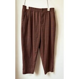 Madewell Windowpane Plaid Flannel Track Trousers Brown Large L Glen Check Style
